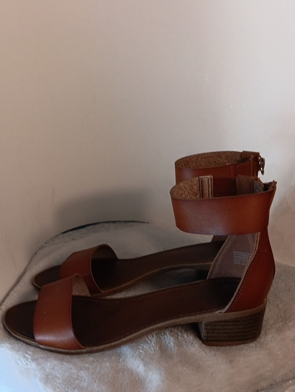 Rock & Candy Brown Ankle-Strap Block Heel Sandals